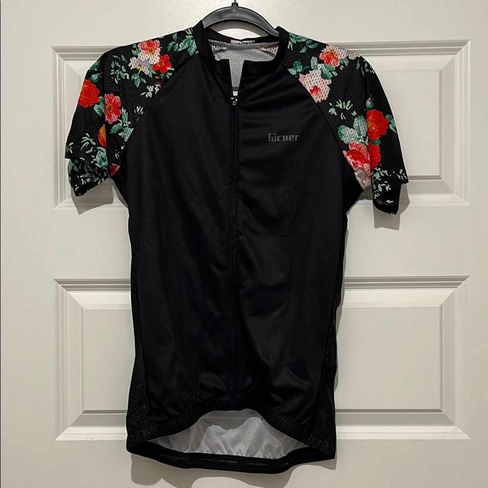 Black Floral Cycling Jersey
